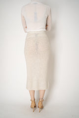 D. Exterior Stretch Knit Wool Alpaca Sequined Skirt in Latte Vancouver. Shop Online or in Store.