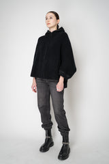D. Exterior Stretch Knit Wool Blend 3/4 Sleeve Hooded Jacket in Black Vancouver. Shop Online or in Store.