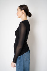 D. Exterior Stretch Tulle Crew Neck Top in Black Vancouver. Shop Online or in Store.