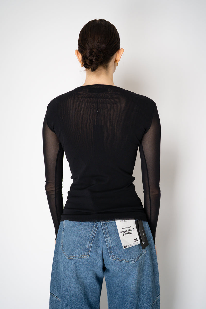 D. Exterior Stretch Tulle Crew Neck Top in Black Vancouver. Shop Online or in Store.