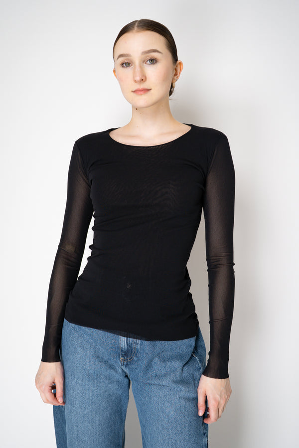D. Exterior Stretch Tulle Crew Neck Top in Black Vancouver. Shop Online or in Store.