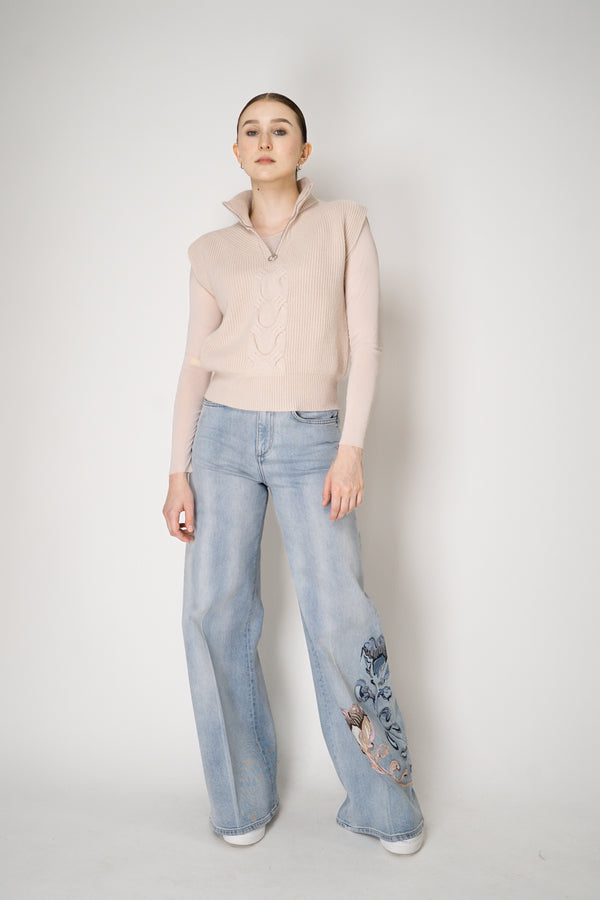 D. Exterior Stretch Tulle Crew Neck Top in Nude Pink Vancouver. Shop Online or in Store.