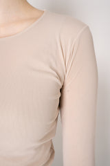 D. Exterior Stretch Tulle Crew Neck Top in Nude Pink Vancouver. Shop Online or in Store.