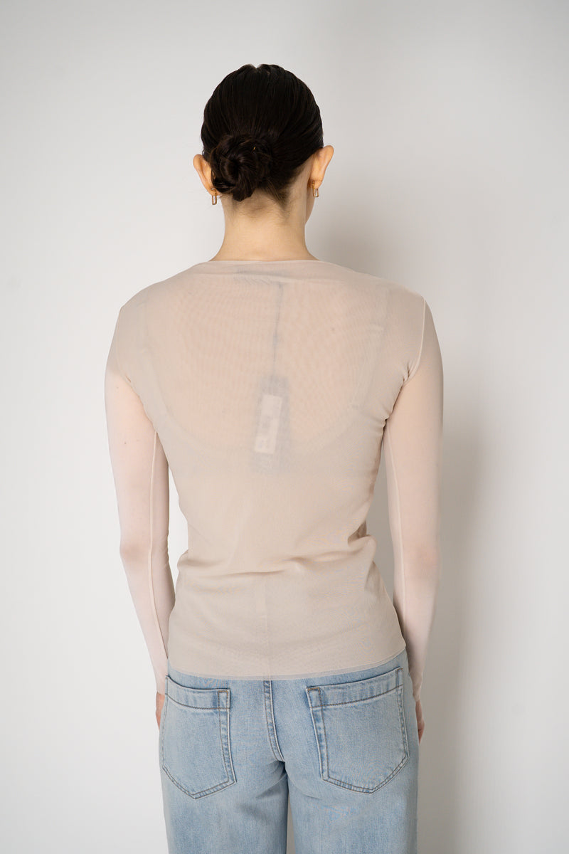 D. Exterior Stretch Tulle Crew Neck Top in Nude Pink Vancouver. Shop Online or in Store.