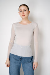 D. Exterior Stretch Tulle Crew Neck Top in White Vancouver. Shop Online or in Store.