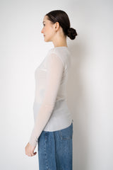 D. Exterior Stretch Tulle Crew Neck Top in White Vancouver. Shop Online or in Store.