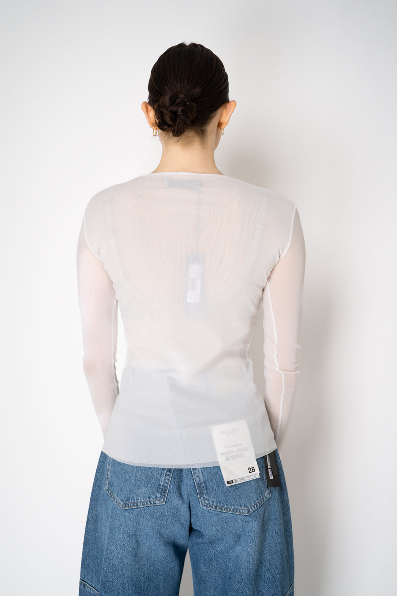 D. Exterior Stretch Tulle Crew Neck Top in White Vancouver. Shop Online or in Store.