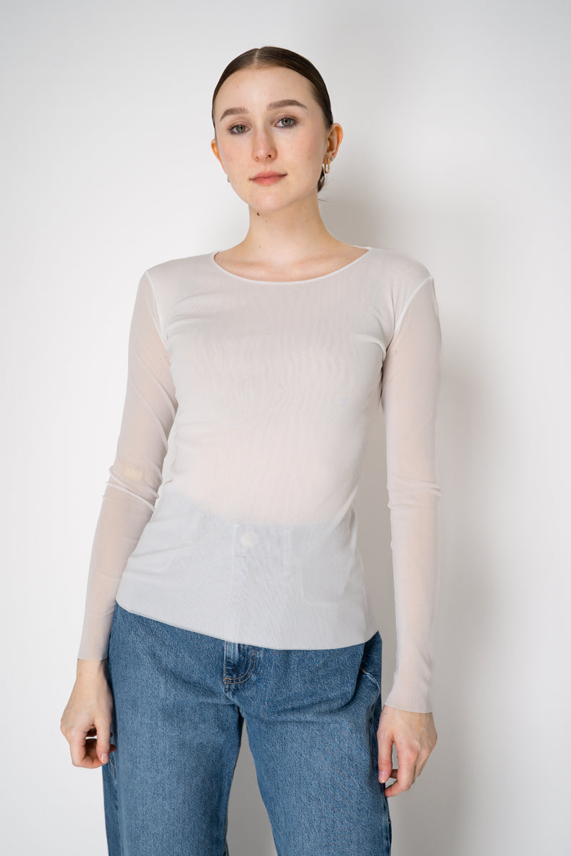 D. Exterior Stretch Tulle Crew Neck Top in White Vancouver. Shop Online or in Store.