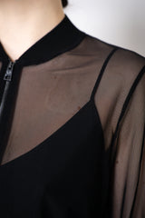 D. Exterior Stretch Tulle Sheer Bomber Jacket in Black Vancouver. Shop Online or in Store.