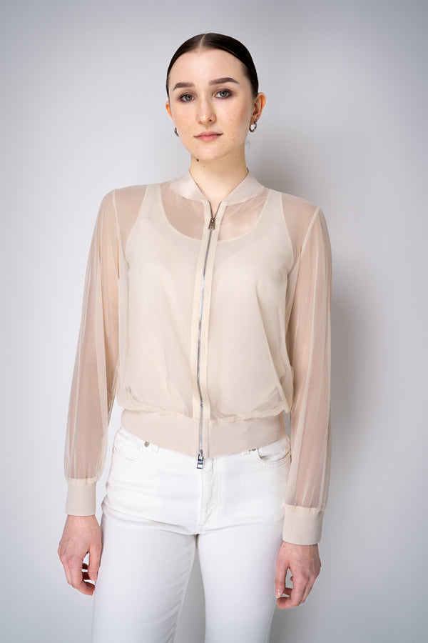 D. Exterior Stretch Tulle Sheer Bomber Jacket in Butter Vancouver. Shop Online or in Store.