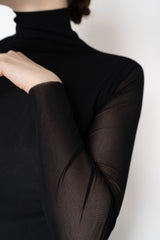 D. Exterior Stretch Tulle Turtleneck Top in Black Vancouver. Shop Online or in Store.