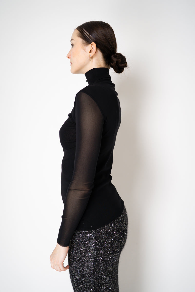 D. Exterior Stretch Tulle Turtleneck Top in Black Vancouver. Shop Online or in Store.