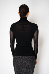 D. Exterior Stretch Tulle Turtleneck Top in Black Vancouver. Shop Online or in Store.