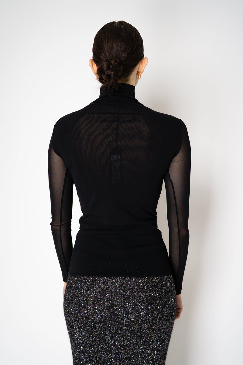 D. Exterior Stretch Tulle Turtleneck Top in Black Vancouver. Shop Online or in Store.