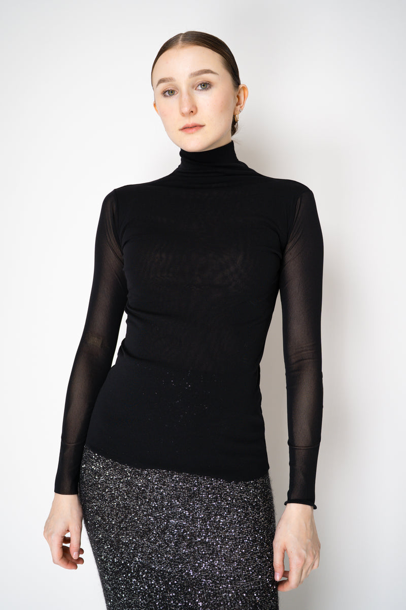 D. Exterior Stretch Tulle Turtleneck Top in Black Vancouver. Shop Online or in Store.