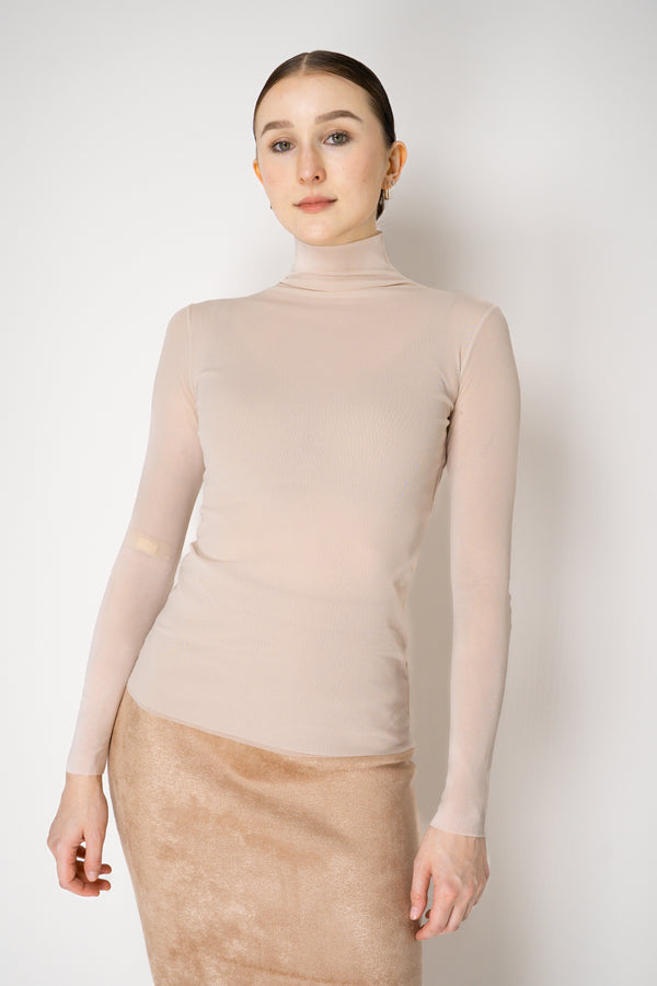 D. Exterior Stretch Tulle Turtleneck Top in Nude Pink Vancouver. Shop Online or in Store.