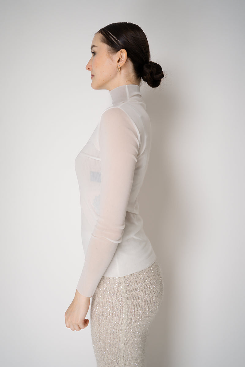 D. Exterior Stretch Tulle Turtleneck Top in White Vancouver. Shop Online or in Store.