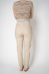 D. Exterior Tapered Leg Linen Trousers with Brilliant Beading Pockets in Beige Vancouver. Shop Online or in Store.