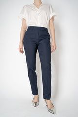 D. Exterior Tapered Leg Linen Trousers with Brilliant Beading Pockets in Navy Vancouver. Shop Online or in Store.
