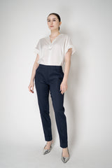 D. Exterior Tapered Leg Linen Trousers with Brilliant Beading Pockets in Navy Vancouver. Shop Online or in Store.