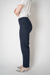 D. Exterior Tapered Leg Linen Trousers with Brilliant Beading Pockets in Navy Vancouver. Shop Online or in Store.