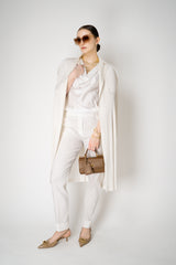D. Exterior Tapered Leg Linen Trousers with Brilliant Beading Pockets in White Vancouver. Shop Online or in Store.