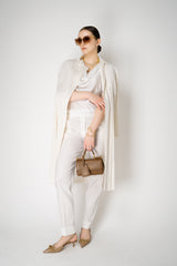 D. Exterior Tapered Leg Linen Trousers with Brilliant Beading Pockets in White Vancouver. Shop Online or in Store.
