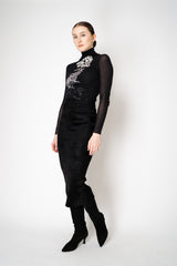 D. Exterior Velour Knit Pencil Skirt in Black Vancouver. Shop Online or in Store.