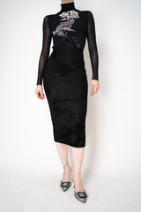 D. Exterior Velour Knit Pencil Skirt in Black Vancouver. Shop Online or in Store.