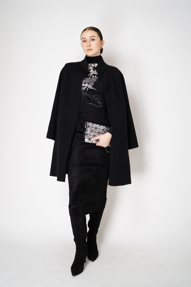 D. Exterior Velour Knit Pencil Skirt in Black Vancouver. Shop Online or in Store.