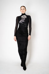 D. Exterior Velour Knit Pencil Skirt in Black Vancouver. Shop Online or in Store.