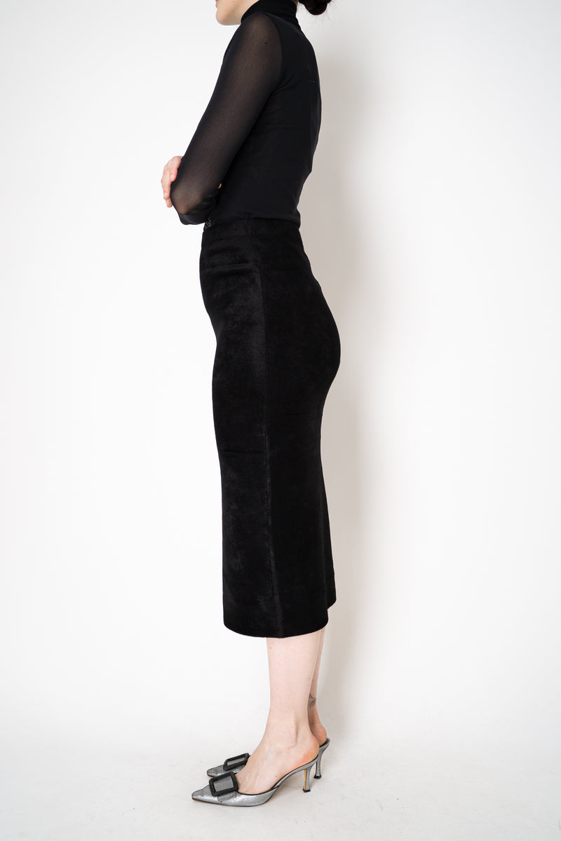 D. Exterior Velour Knit Pencil Skirt in Black Vancouver. Shop Online or in Store.