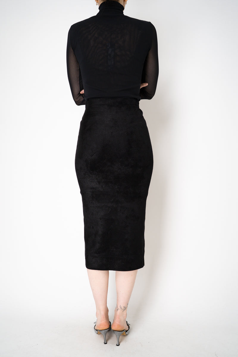 D. Exterior Velour Knit Pencil Skirt in Black Vancouver. Shop Online or in Store.