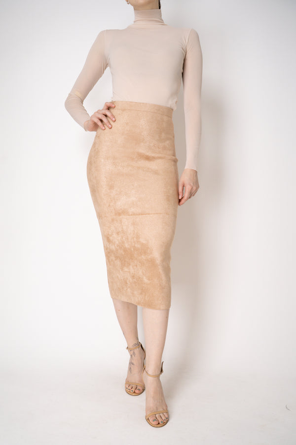 D. Exterior Velour Knit Pencil Skirt in Nude Vancouver. Shop Online or in Store.