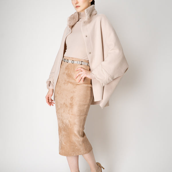 D. Exterior Velour Knit Pencil Skirt in Nude – Ashia Mode