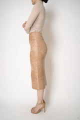 D. Exterior Velour Knit Pencil Skirt in Nude Vancouver. Shop Online or in Store.