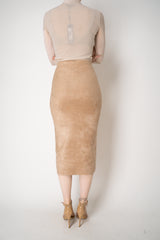 D. Exterior Velour Knit Pencil Skirt in Nude Vancouver. Shop Online or in Store.