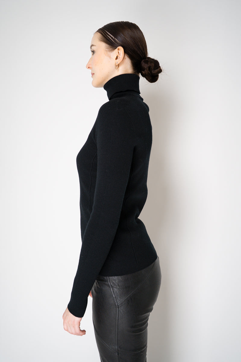 D. Exterior Virgin Wool Knit Ribbed Turtleneck in Black Vancouver. Shop Online or in Store.