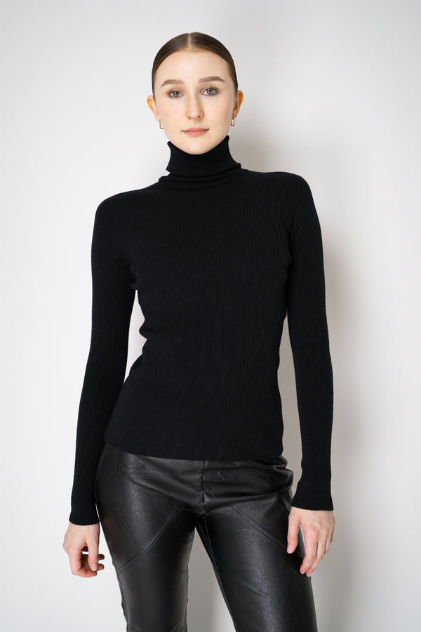 D. Exterior Virgin Wool Knit Ribbed Turtleneck in Black Vancouver. Shop Online or in Store.