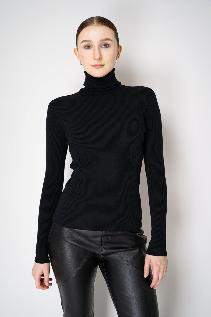 D. Exterior Virgin Wool Knit Ribbed Turtleneck in Black Vancouver. Shop Online or in Store.
