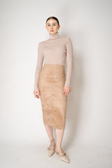 D. Exterior Virgin Wool Knit Ribbed Turtleneck in Nude Pink Vancouver. Shop Online or in Store.