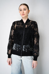 D. Exterior Viscose Blend Macramé Bomber Jacket in Black Vancouver. Shop Online or in Store.