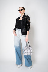 D. Exterior Viscose Blend Macramé Bomber Jacket in Black Vancouver. Shop Online or in Store.