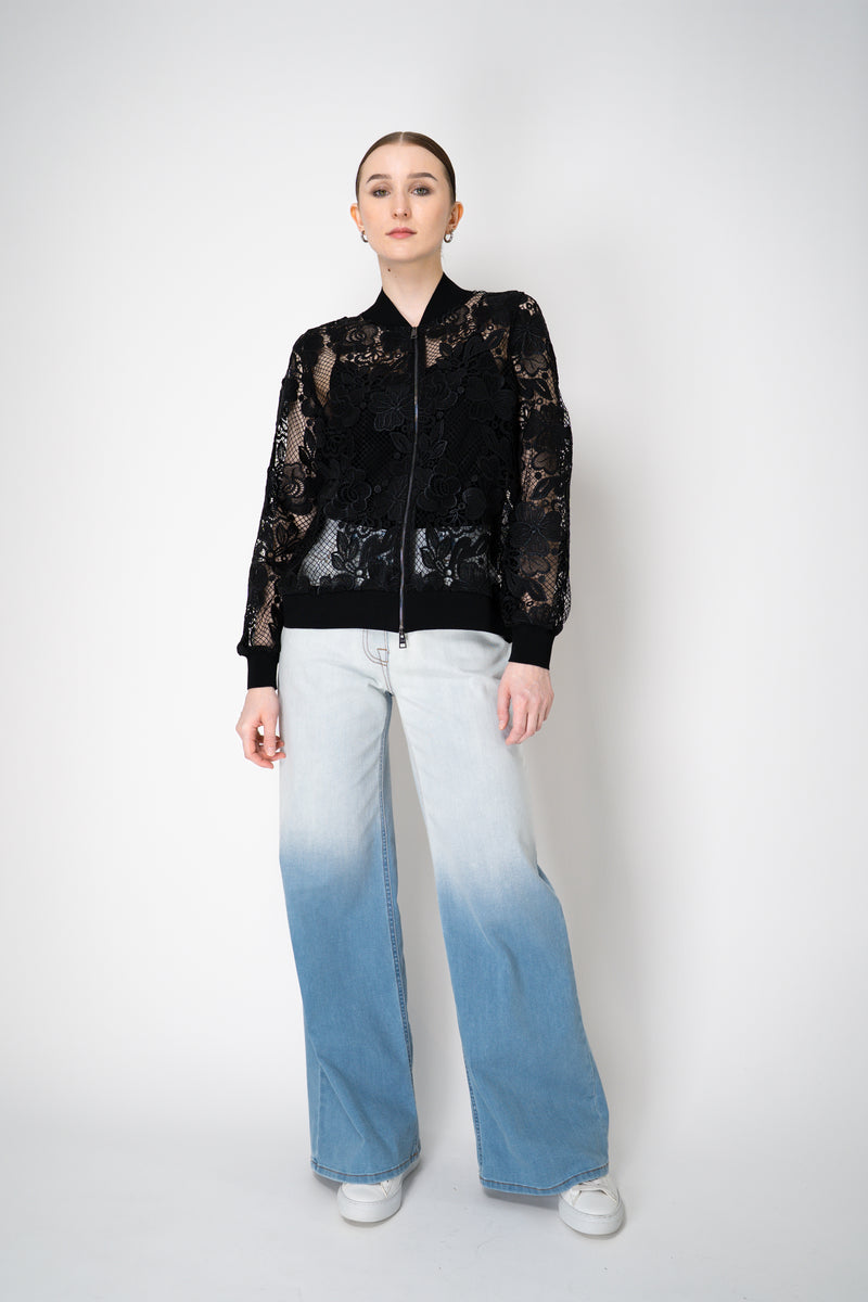 D. Exterior Viscose Blend Macramé Bomber Jacket in Black Vancouver. Shop Online or in Store.