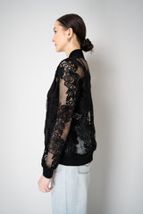 D. Exterior Viscose Blend Macramé Bomber Jacket in Black Vancouver. Shop Online or in Store.