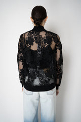D. Exterior Viscose Blend Macramé Bomber Jacket in Black Vancouver. Shop Online or in Store.