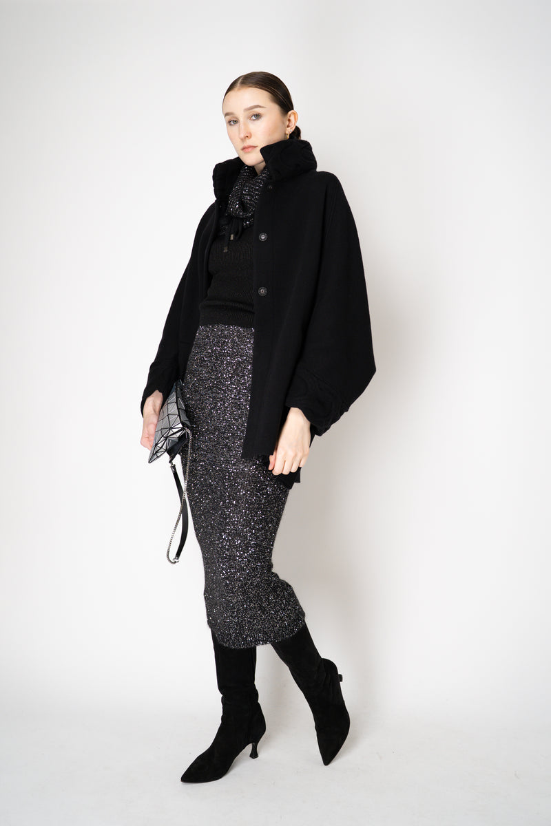 D. Exterior Wool Alpaca Sequined Knit Snood Scarf in Black Vancouver. Shop Online or in Store.