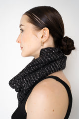 D. Exterior Wool Alpaca Sequined Knit Snood Scarf in Black Vancouver. Shop Online or in Store.