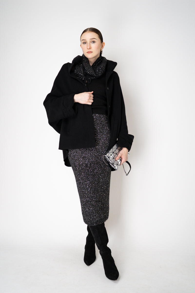 D. Exterior Wool Alpaca Sequined Knit Snood Scarf in Black Vancouver. Shop Online or in Store.