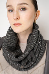 D. Exterior Wool Alpaca Sequined Knit Snood Scarf in Grey Vancouver. Shop Online or in Store.